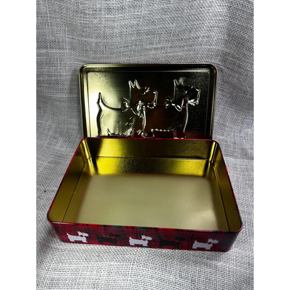 Walkers Shortbread Scottie Dog Tin Red Tartan Plaid Embossed Metal‎ Collectible